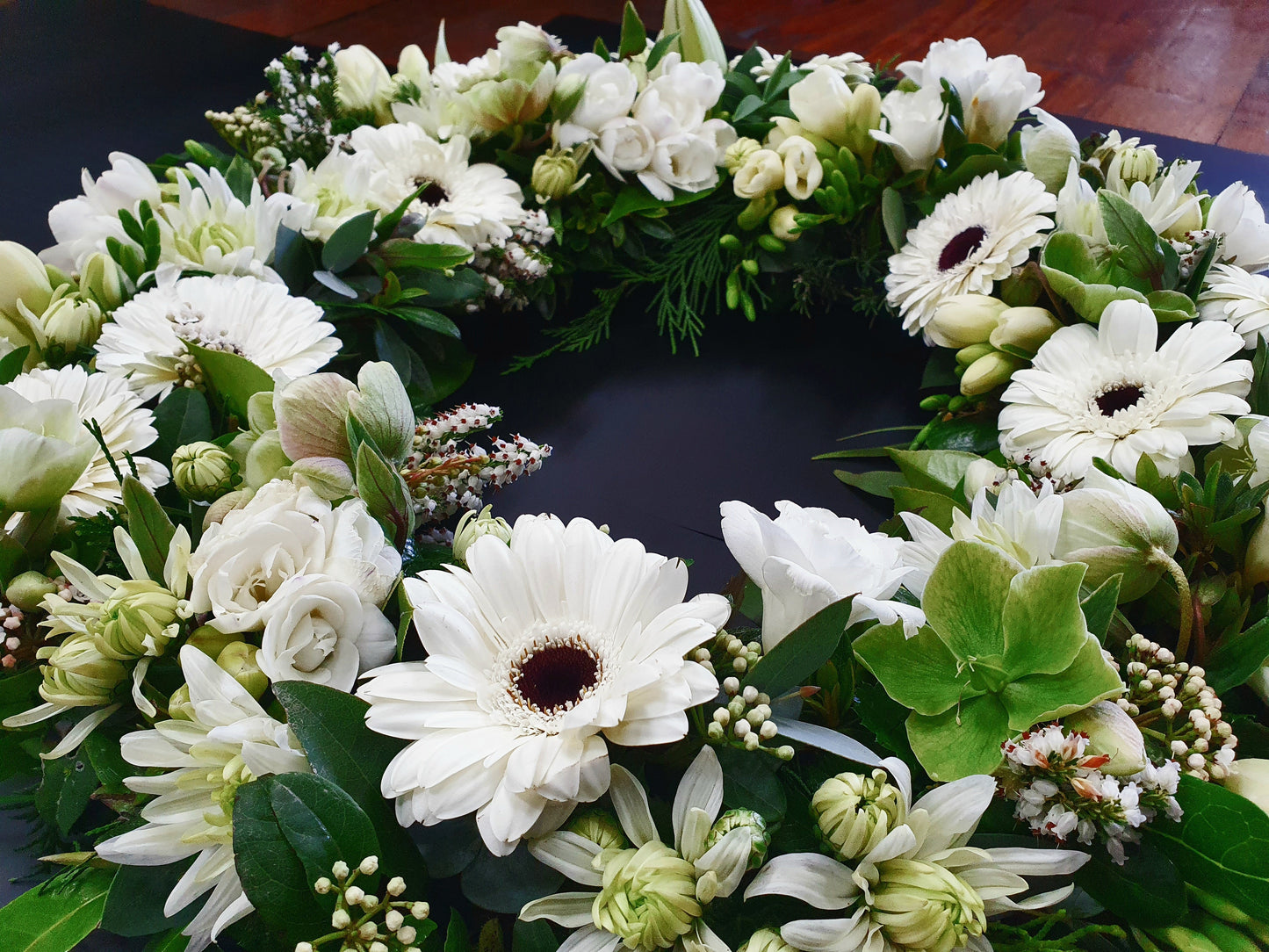 White and green Circle of life wreath